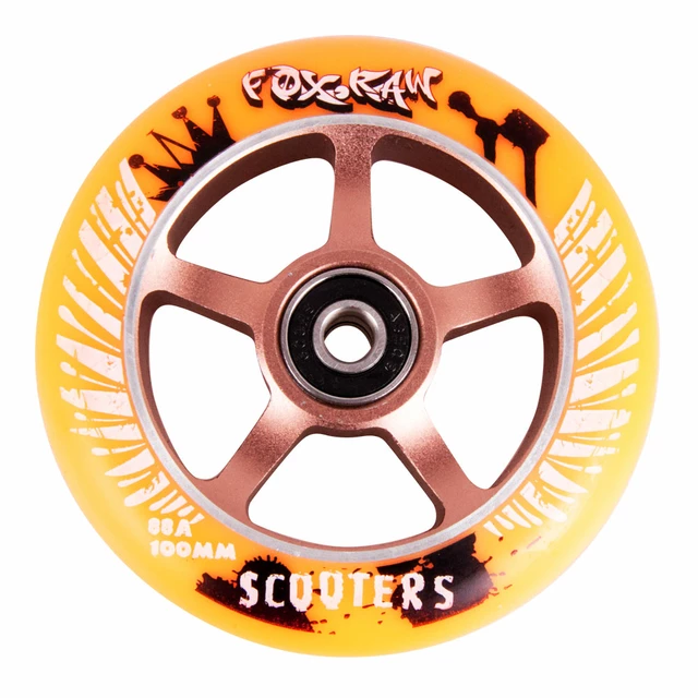 Spare wheel for scooter FOX PRO Raw 03 100 mm - Purple-Black - Orange-Brown