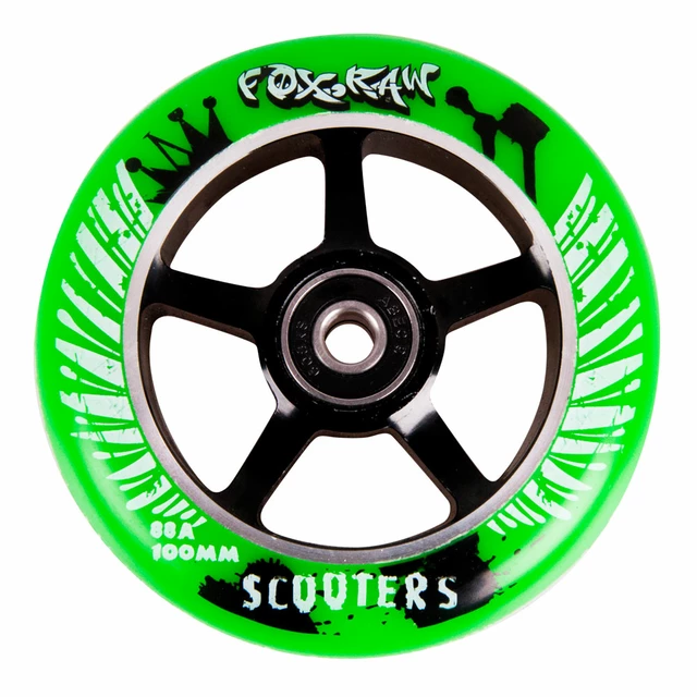 Spare wheel for scooter FOX PRO Raw 03 100 mm - Black-Gold with Graphics - Green-Black