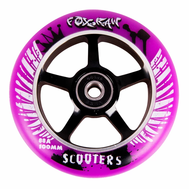 Spare wheel for scooter FOX PRO Raw 03 100 mm - Blue-Green - Purple-Black