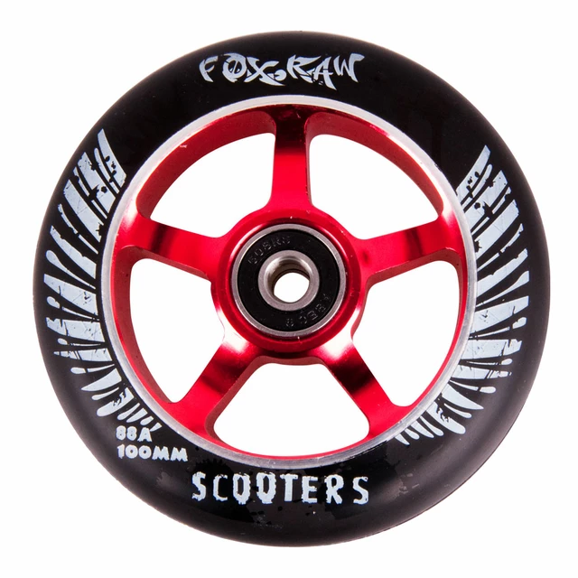 Spare wheel for scooter FOX PRO Raw 03 100 mm - Black-Gold with Graphics - Black-Red