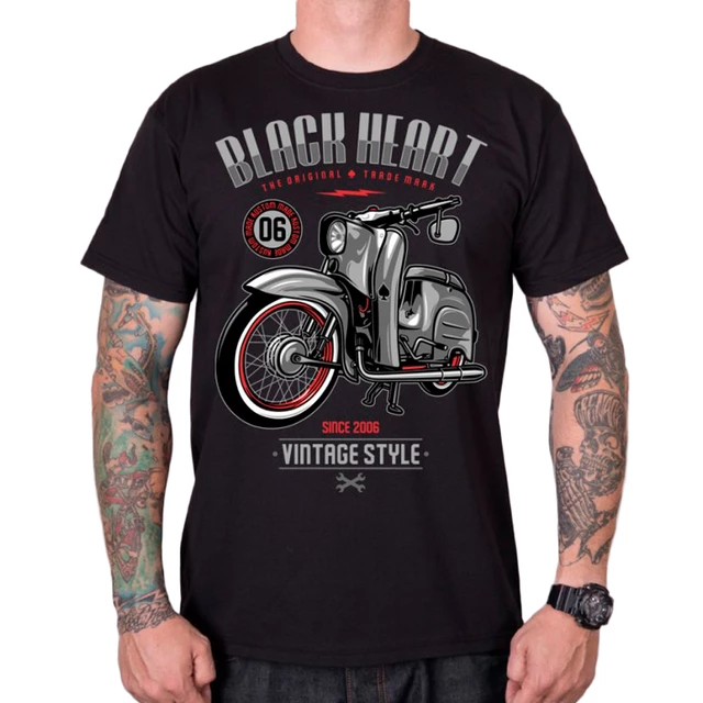 T-shirt koszulka BLACK HEART Vintage Style - Czarny - Czarny