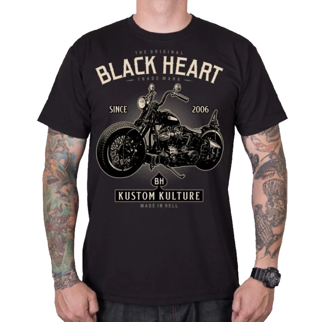 Triko BLACK HEART Motorcycle - černá - černá