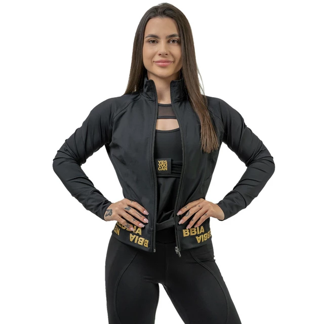 Women’s Full Zip Sweatshirt Nebbia INTENSE Warm-Up 833 - Black - Black/Gold