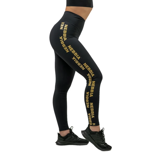 Női magas derekú leggings Nebbia INTENSE Iconic 834 - fekete/arany - fekete/arany