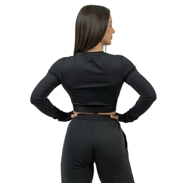 Dámský crop top s dlouhým rukávem Nebbia INTENSE Perform 839 - Black/Gold