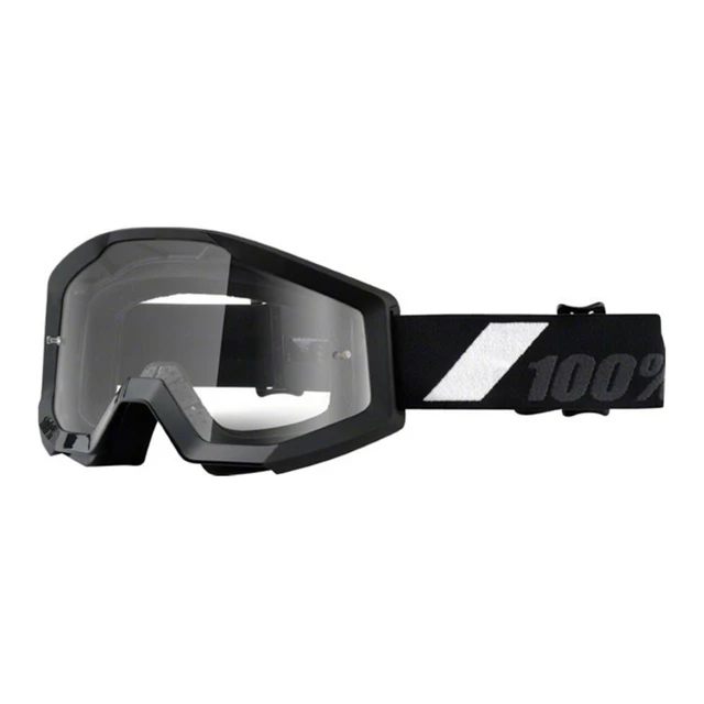 Motocross Goggles 100% Strata - Hope Blue, Clear Plexi with Pins for Tear-Off Foils - Goliath Black, Clear Plexi with Pins for Tear-Off Foils