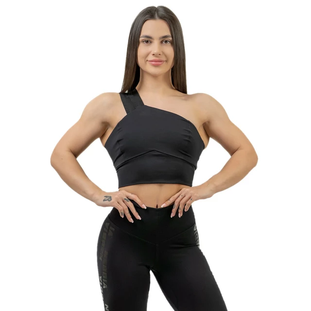 Women’s High-Support Sports Bra Nebbia INTENSE Asymmetric 841 - Black - Black