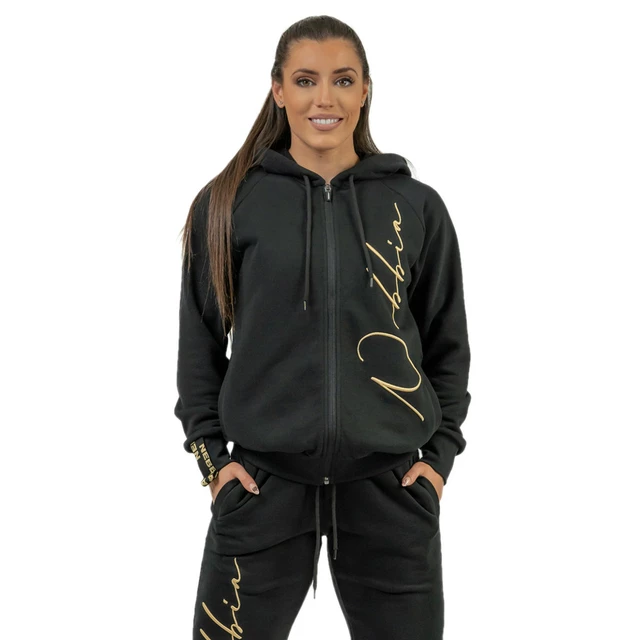 Women’s Sports Hoodie Nebbia INTENSE Signature 845 - Black - Black/Gold