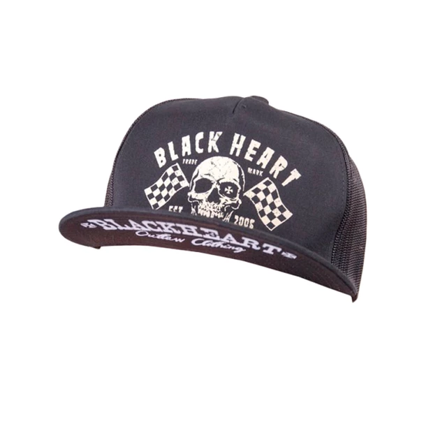 Snapback Hat BLACK HEART Flag Trucker - White - Black