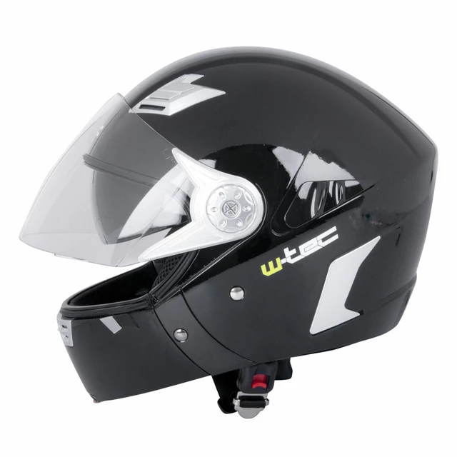 Kask motocyklowy W-TEC V220 otwierany + BLENDA - Czarny błyszczący