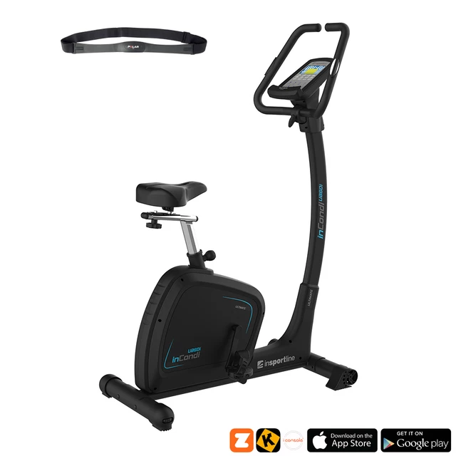 Rower treningowy pionowy inSPORTline inCondi UB60i + pas piersiowy - Czarny