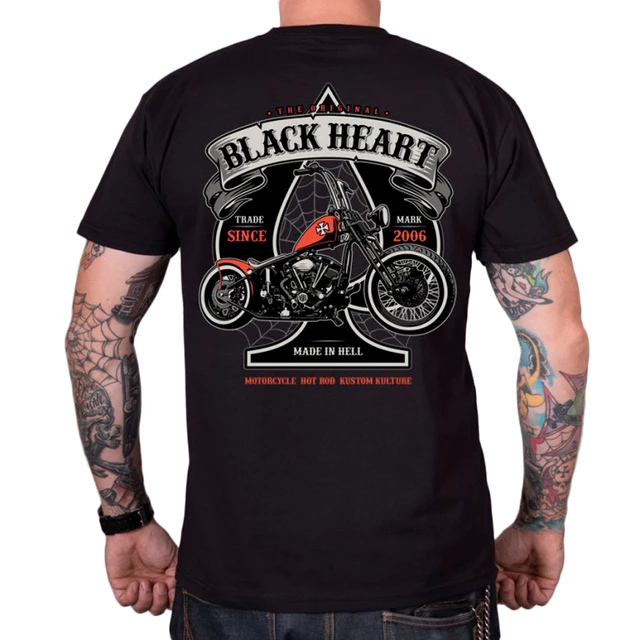 Motoros póló BLACK HEART Orange Chopper - fekete - fekete