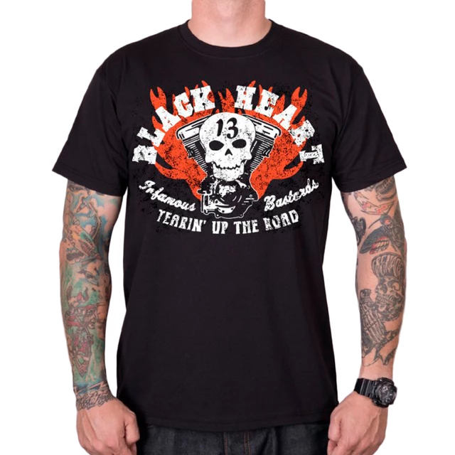 BLACK HEART Flathead Skull T-Shirt - schwarz - schwarz