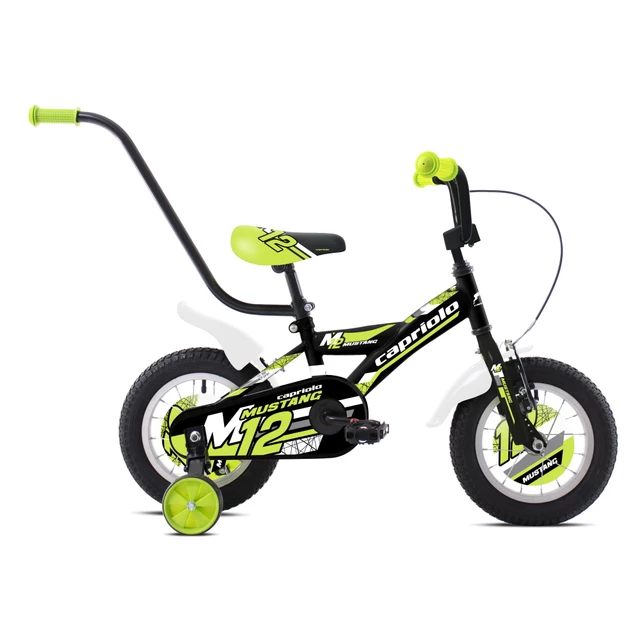 Kinderfahrrad Capriolo Mustang 12" - Modell 2021 - Gelb - Schwarz - schwarz-limetten