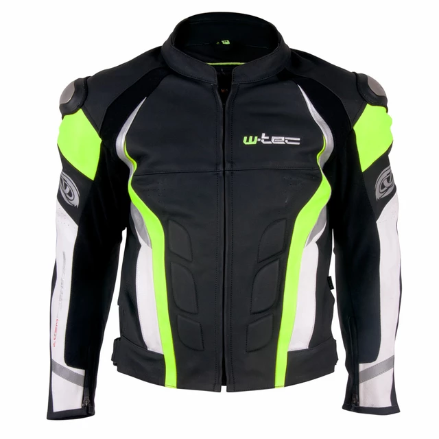 Men’s Leather Moto Jacket W-TEC Velocity - XL - Black-Fluo