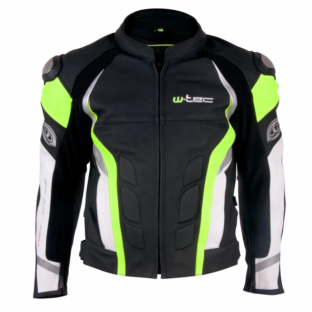 Men’s Leather Moto Jacket W-TEC Velocity - S - Black-Fluo