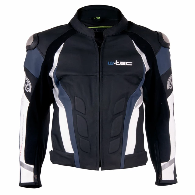 Men’s Leather Moto Jacket W-TEC Velocity - Black-Blue