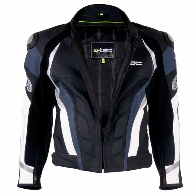 Męska skórzana kurtka motocyklowa W-TEC Velocity - OUTLET - Czarny-fluo