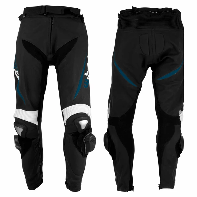 Men’s Leather Moto Trousers W-TEC Vector - XL - Black-Blue