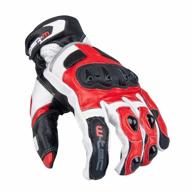 Moške moto rokavice W-TEC Octane - bela gunmetal - bela-rdeča