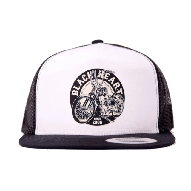 Snapback Hat BLACK HEART Chopper Trucker - White - White