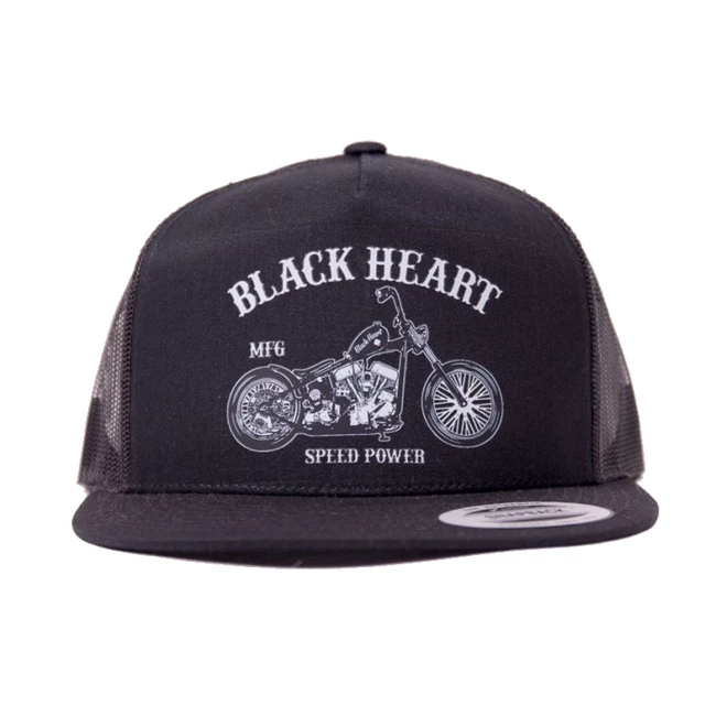 Snapback Hat BLACK HEART Bobber BLK Trucker - Black - Black