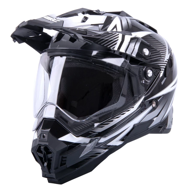 Motocross Helm W-TEC AP-885 Graphic - schwarz-grau - schwarz-grau