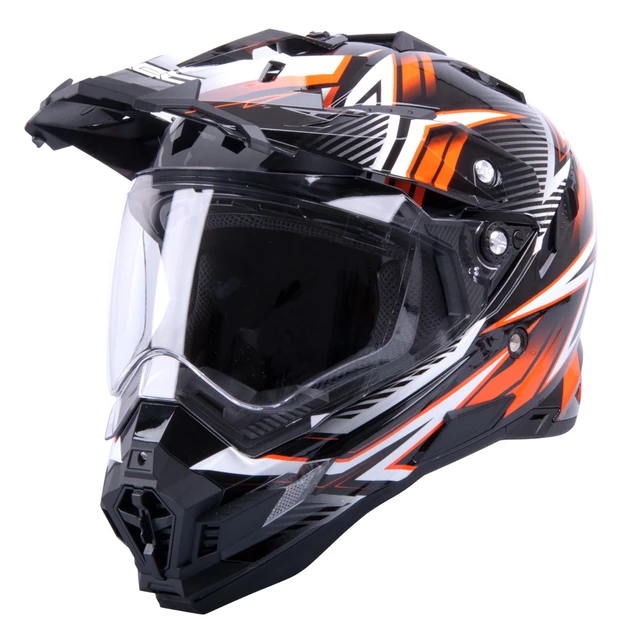 Motocross Helmet W-TEC AP-885 TX-27 - Black-Grey - Black-Orange