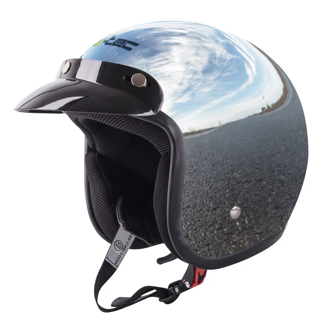 Kask motocyklowy otwarty chopper W-TEC AP-75 - Biała perła - Chromowany