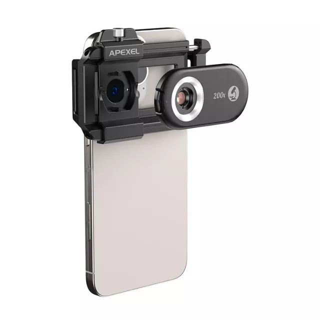 Mikroskop objektiv pro smartphone 200x Apexel s LED a UV světlem