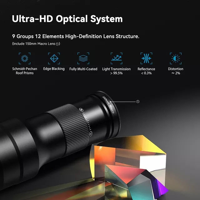 Sada Apexel 2v1 - teleobjektiv 6x a makro objektiv 150 mm