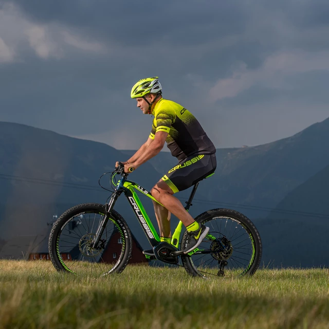 Cyklistický dres s krátkým rukávem Crussis CSW-056 - černá-fluo žlutá