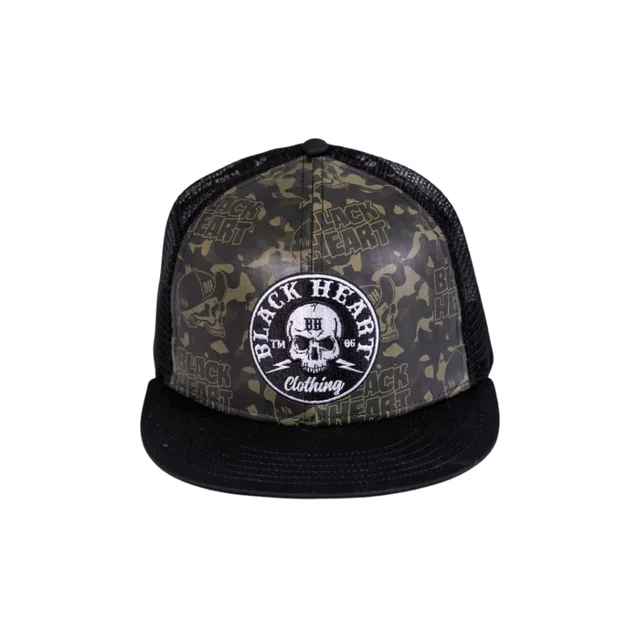 Kšiltovka BLACK HEART Bastard Skull Trucker - khaki-černá - khaki-černá