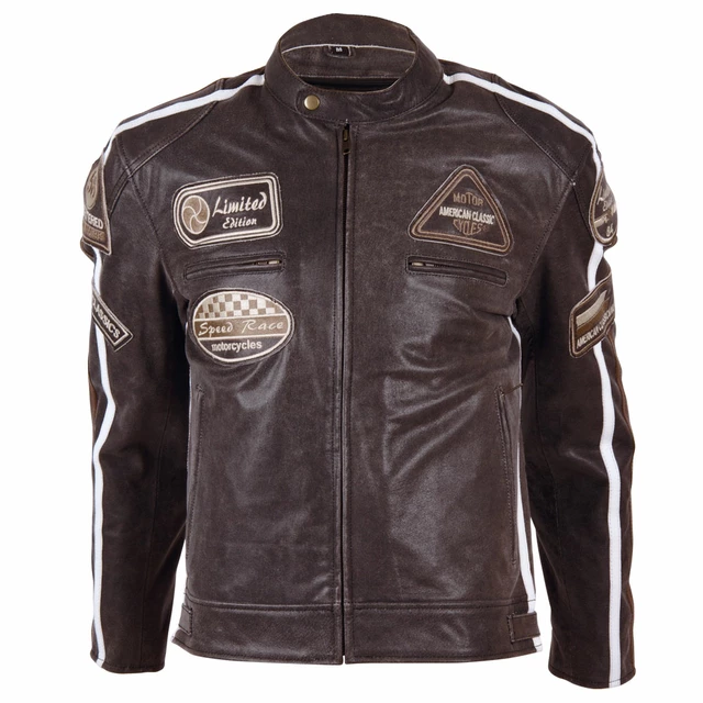Leather Moto Jacket BOS 2058 Brown - S - Brown