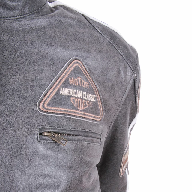 BOS 2058 Vintage Grey Leder Motorradjacke