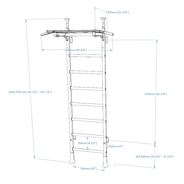 Žebřiny s hrazdou BenchK 521W 240x67 cm