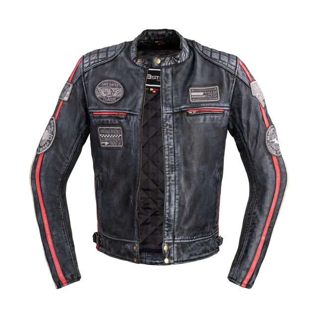 Men's Leather Motorcycle Jacket B-STAR Shibenick Blue