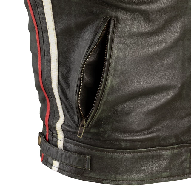 Men’s Leather Motorcycle Jacket B-STAR Zagiatto - Dark Olive Green