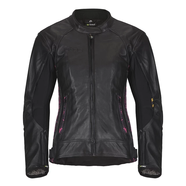 Women's Leather Motorcycle Jacket W-TEC Caronina - Black-Pink