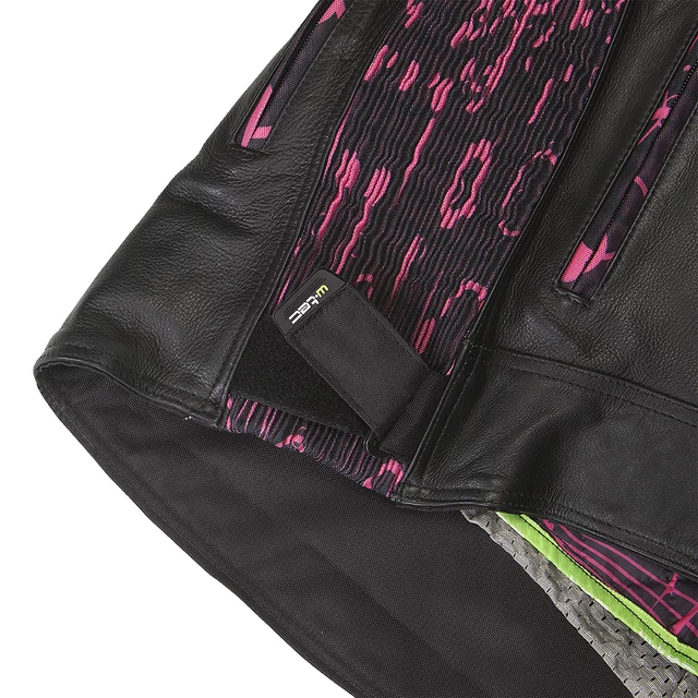 Women's Leather Motorcycle Jacket W-TEC Caronina - Black-Pink