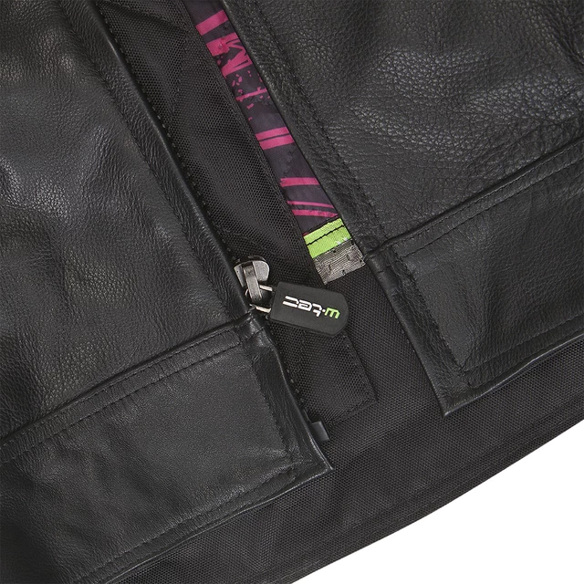 W-TEC NF-1174 Damen Motorrad Lederjacke - schwarz-rosa