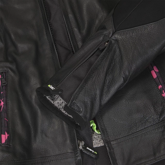 Women's Leather Motorcycle Jacket W-TEC Caronina - Black-Pink