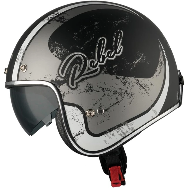 Motorcycle Helmet Vemar Chopper Rebel - Matt Black/Orange/Silver