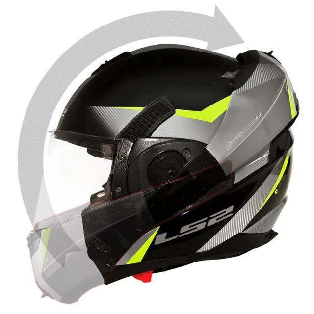 Výklopná moto prilba LS2 FF393 Convert Hawk - čierno-žltá