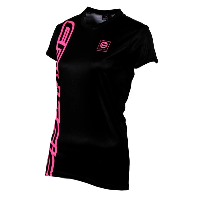 Dámské triko s krátkým rukávem CRUSSIS černo-fluo růžová - černo-růžová