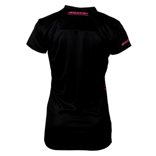 Dámske tričko s krátkym rukávom CRUSSIS čierna-fluo ružová - XS