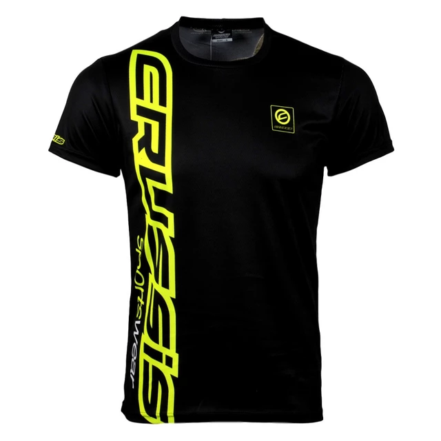 Men’s Short Sleeved T-Shirt CRUSSIS Black-Yellow - Black-Fluo Yellow - Black-Fluo Yellow