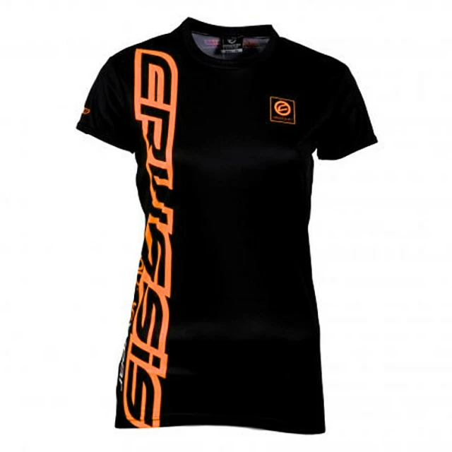 Dámské triko s krátkým rukávem CRUSSIS černo-oranžová - XS - černo-oranžová
