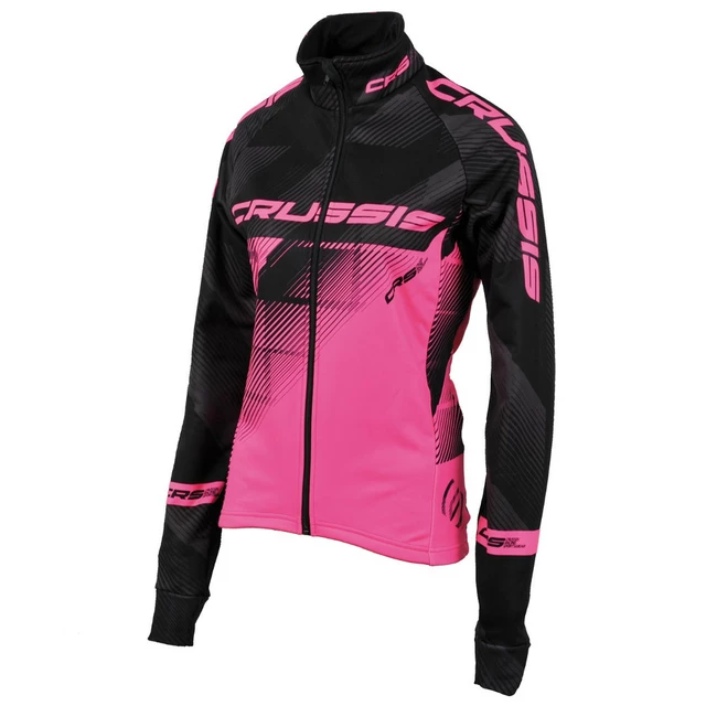 Dámská cyklistická bunda CRUSSIS čierna-fluo ružová - čierno-ružová