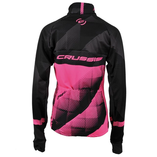 Dámská cyklistická bunda CRUSSIS černo-fluo růžová - S